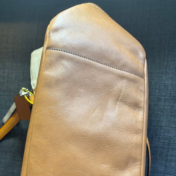 Coach Vintage Tricolor TurnLock Brown Orange Shoulder Leather Tote - Picture 9 of 14